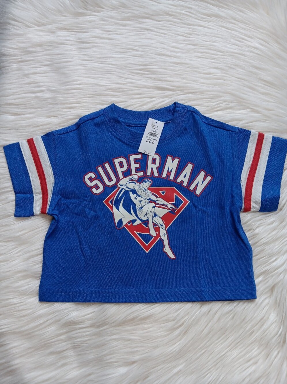 New Baby Gap Toddler Boy's Superman Graphic Print Shirt Short Sleeve Sz 12-18 M